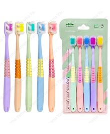 Yamama Fusion Tooth Brush Set Toothbrush for Kids and Adults Extra Soft Bristles for Sensitive Teeth Toothbrush Soft Bristles Manual Tooth Brush for Adults Pack of 5 - Multicolor