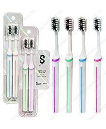 Yamama Nebula Toothbrush Set for Kids and Adults, Extra Soft Bristles for Sensitive Teeth, Manual Tooth Brush for Adults Set of 2 - Multicolor