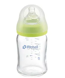 Richell Wide Neck Glass Feeding Bottle Green - 150 ml