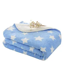 10Club Baby Shawl & Blanket 2 in 1 Double Layer Star Print - Blue