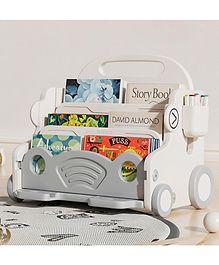 BAYBEE Kids Bookshelf & Baby Push Walker | Kids 3-Tier Toy Storage Rack | Creative Drawing Board with Pen Holder | Baby Stroller for Boys & Girls