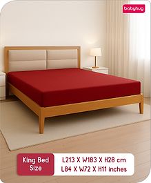 Babyhug 100% Cotton Waterproof Fitted Mattress Protector Cover - Maroon