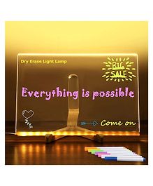 Ji and Ja 3D Acrylic Dry Erase Board with Light up Dry Erase Board with Stand as a Glow Memo LED Letter Message Board with 13 Pens (20X30 CM) USB Power Supply