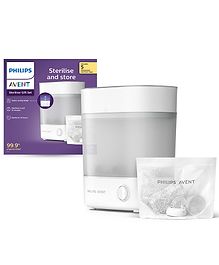 Philips Avent Advanced Electric Steam Sterilizer with Microwave Sterilizer Bags | Kills 99.9%* germs in 10 mins Cycle with Natural Steam Sterilization I Stays Sterile up to 24hrs