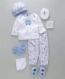 Mee Mee Clothing Gift Set of 8 Teddy Print - Blue White