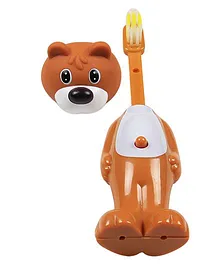 Ole Baby Push Button Tooth Brush Cum Toy Puppy Face - Brown