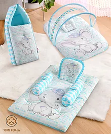Babyhug Premium Elephant Theme Printed
                        Super Saver Bedding Combo Set - Blue