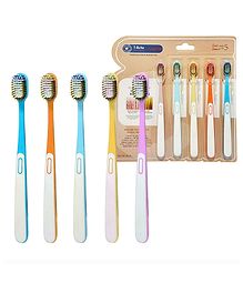 YAMAMA Tooth Brush For Kids And Adults Double Hair Implantation Wide Headed Soft Bristles Gum-protecting Toothbrush Super Soft Bristles For Sensitive Teeth Manual Toothbrush Set For Kids And Adults  (Pack of 5 - Multicolor)