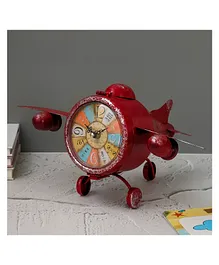 The Procure Store Airplane Sculpture Antique Table Clock-Red