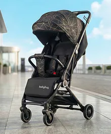 Babyhug Portable Baby Stroller with
                        One-hand Z Compact Fold - Black| Pram for
                        Newborn| Concealed Linked Brake| Swivel Wheels|
                        5 point Safety Harness| Air Cabin Friendly|