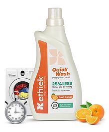 Ethiek Natural Laundry Liquid Detergent | 1 Litre | Fresh Orange| Top Load, Front Load Washing Machine & Hand Wash Friendly | Organic, Eco-Friendly, Non-Toxic | Tough on Stains, Safe for Kids