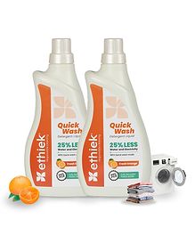 Ethiek Natural Laundry Liquid Detergent | Pack of 2 | Fresh Orange| Top Load, Front Load Washing Machine & Hand Wash Friendly | Organic, Eco-Friendly, Non-Toxic | Tough on Stains, Safe for Kids - 1000 ml Each
