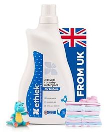 Ethiek Natural Baby Laundry Detergent | Hypoallergenic, Gentle on Baby's Skin & Mom's Hands | Anti-Bacterial, Stain & Odour Removal | Newborn-Safe, Non-Toxic | 1000 ml | UK Imported