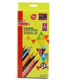 Camlin Triangualr Colour Pencils With Sharpener - 12 Shades