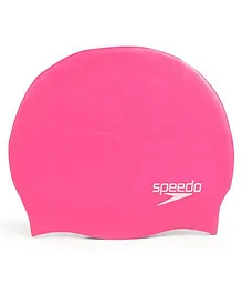 Speedo Junior Plain Moulded Silicone Swimming Cap - Pink