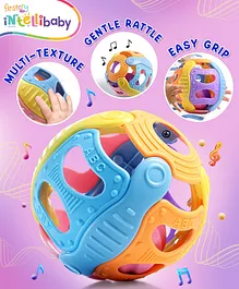 Intellibaby Textured Sound & Rattle Ball for Babies | Multicoloured Sensory Toy for Early Brain Development | Builds Grasp Reflex & Motor Skills | Paediatrician Approved | BIS Approved | For Gifting