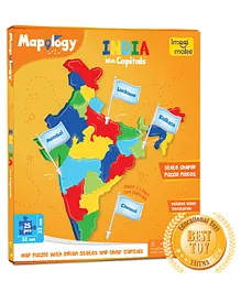 Imagi Make Mapology India With Capitals Jigsaw Puzzle Multi Color - 25 pieces