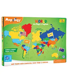 Imagi Make Mapology World With Flags and Capitals Multicolour - 86 pieces (Color May Vary)