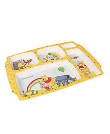 Disney Winnie The Pooh 5 Partition Plate - Yellow White