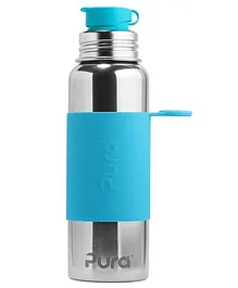 Pura Stainless Steel Sports Bottle With Silicone Cap Blue - 850 ml