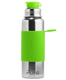 Pura Stainless Steel Sports Bottle With Silicone Cap Green - 850 ml