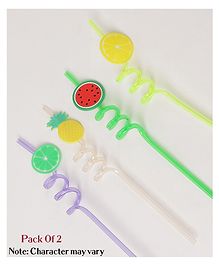 Luvlittle Set of 2 Reusable Cute Spiral Drinking Straws for Kids - Design May Vary