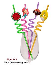 Luvlittle Set of 6 Reusable Cute Spiral Drinking Straws for Kids - Design May Vary