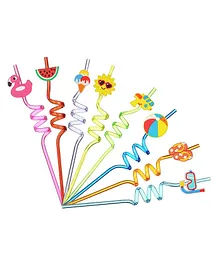 Luvlittle Set of 6 Reusable Cute Spiral Drinking Straws for Kids - Design May Vary