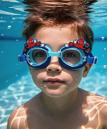 Yellow Bee Marvel Spider-Man Swimming Goggles with 3D Heroic Web Design - Blue