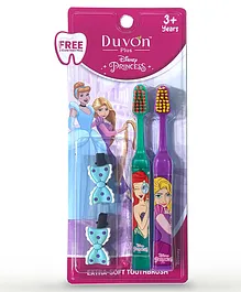 Duvon Plus Disney Princess Toothbrush Set | Tangled and Ariel | 2 Brushes + 2 Hair Pins Free