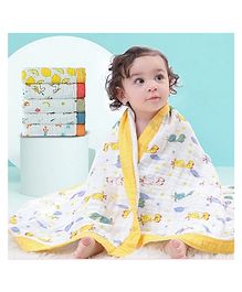 Fabrify Pure Organic Cotton 6 Layer Muslin Blanket for Baby | Ultra-Soft Swaddling Towel for Newborns and Toddlers (Random Design),(1 Nos) Multicolor