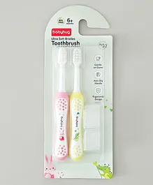 Babyhug Ultra Soft Bristles Kids Toothbrush
                      Cute Crocodile & Rabbit Print Pack of 2 Green
                      & Pink| Anti-slip Handle| Gentle on Gums|
                      Ideal Head Size| Encourages Self Brushing