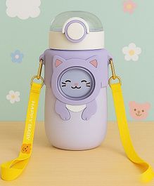 Badal Kidz Cat Water Bottle, Flip Lid, Water Bottle Hot and Cold, Leakproof Sport BPA Free ,Water Jug for School Travel 500ml - Purple