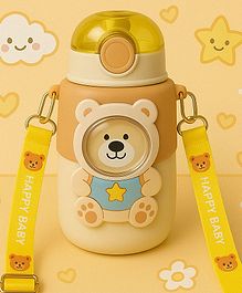 Badal Kidz Cat Water Bottle, Flip Lid, Water Bottle Hot and Cold, Leakproof Sport BPA Free ,Water Jug for School Travel 500ml - Brown