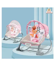 Infantso Baby Rocker Portable With Mosquito
                        Net with Calming Vibrations & Musical Toy -
                        Pink