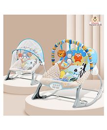 Infantso Baby Rocker Portable With  Mosquito Net  with Calming Vibrations & Musical Toy - Blue