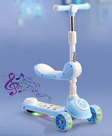 2 in 1 Kids 3 Wheel Kick Scooter - Blue|
                        Foldable Seat with LED| 3 Level Adjustable
                        Handle| Foldable Design| Toy for 3 to 10 Yrs
                        Boys & Girls| Sport Gift| Physical Activity|
                        Wide Deck| Lean-to-Steer