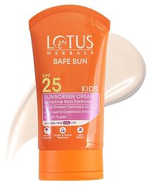 Lotus Herbals Safe Sun Kids Sunscreen Cream - Sensitive Skin Formula | Spf 25 | Non Greasy | Sweat & Waterproof | 50 g
