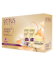 Lotus Herbals Radiant Gold Cellular Glow 5 In 1 Facial Kit | With 24K Gold Leaves | For Skin Glow | All Skin Types | 170 g
