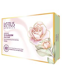 Lotus Herbals Radiant Bridalglow Rose Gold Skin Illuminating Facial Kit | 5 Easy Steps | Paraben Free | Salon Grade | All Skin Types | Pack Of 4 | 228 g