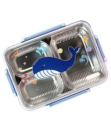 Little Surprise Box Whale Print Big Size Stainless Steel Kids Lunch Box - Blue