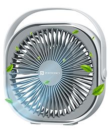 Portronics CoolCube Portable Desktop Fan with 2400mAh Battery, Type-C Charging, 360° Rotation,3 Speed Modes Up to 2500 RPM, BLDC Motor, Quiet Operation, Up to 3 Hour Playtime, For Home andOffice,White