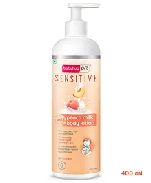 Babyhug Pro Sensitive pH 5.5 Peach Milk Lotion - 400 ml | 24 Hr Moisturisation | Skin Deep Hydration | Light Weight | Paediatrician & Dermatologist Tested | Safe Hypoallergenic Formula | 0+ m