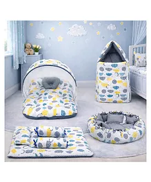 Fareto Baby Sleeping Essential Mattress
                        with Net Bedding Set Combo Carry Bag, Grey
