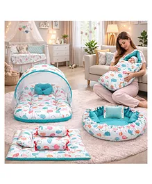Fareto Baby Sleeping Essential Mattress
                        with Net Bedding Set Combo Carry Bag, Pista
                        Green