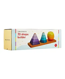 Brainsmith 3D Shape Stacking Wooden Toy - Multi Colour  