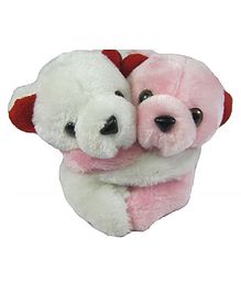 Tickles Cute Hugging Pair Teddy Soft Stuffed Plush Toy For Kids Boys & Girls Birthday Gifts (Size: 15 cm; Color: Pink & White)