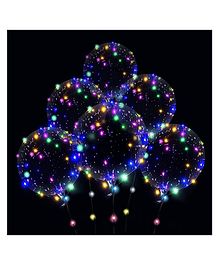 Ji & Ja Transparent Bobo Bubble Balloons Multicolor Led Lights Crystal Clear for LED Light Up Balloons (Set of 5 Pcs)