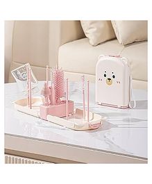 Tony Stark Non-Toxic, Baby Bottle Cleaning Brushes Set with Stand for Baby Milk Bottle, Nipple, Straw,Silicone Bristle Bottle Cleaner Brush for Movable Cleaning (Blossom Bear (Pink))