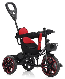 Babyhug Plug & Play Tricycle with
                        Parental Push Handle & Cushion Seat Red|
                        High Backrest| Non-slip Pedals| Removable Safety
                        Bar| Foldable Footrest| Puncture Proof Wheels